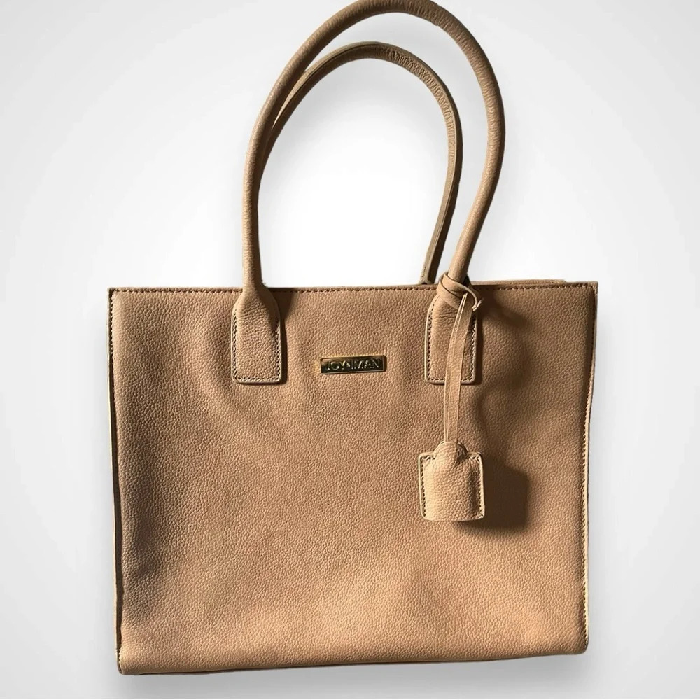 JOY & IMAN‎ Leather Camel Large Tote Bag W/ Multiple Compartments | NWOT